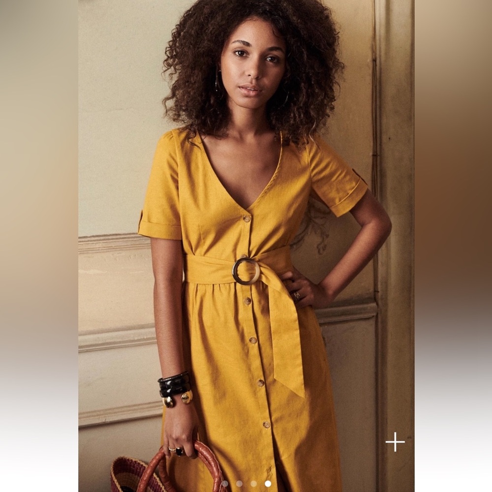 Sézane Marianne dress Mustard Yellow Button-Down